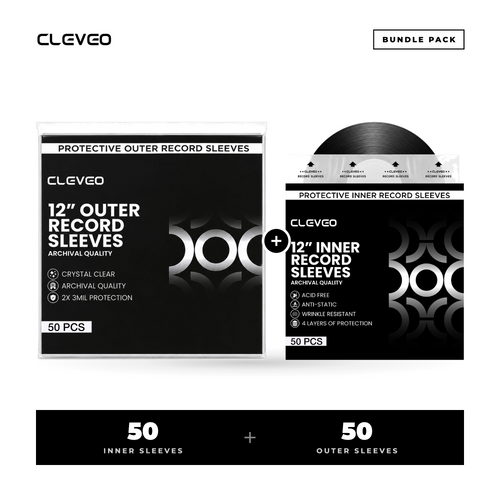 Cleveo Vinyl Record Inner & Outer Sleeves — Record Protection Pack