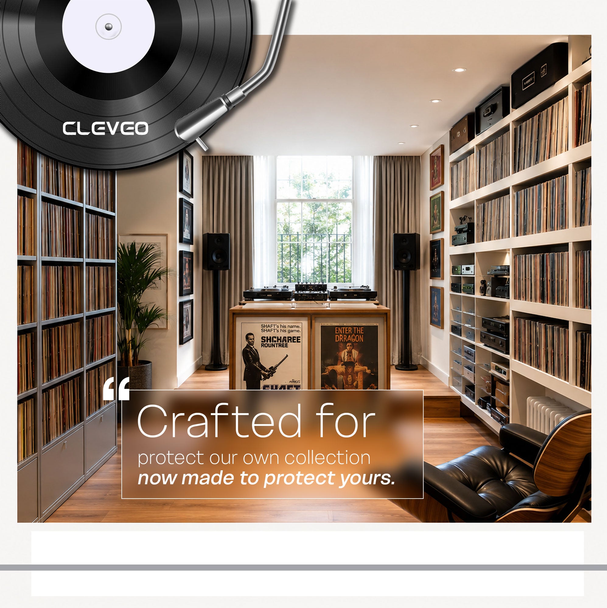 Cleveo Anti-Static Vinyl Record Inner Sleeves - 12" Rice Paper Acid-Free LP Sleeves - Clear Archival Quality - Premium Protection for Records Against Dust, Dirt, Scratches & Static