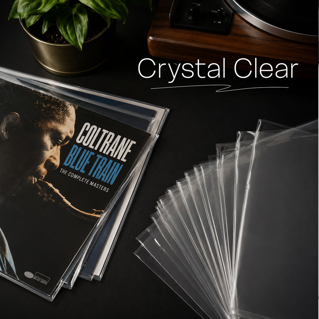Cleveo Vinyl Record Outer Sleeves - 12.75" x 12.75" Crystal Clear 3 Mil Polypropylene LP Covers - Archival Quality Anti-Static Acid-Free - Perfect Fit Protection Against Dust, Dirt & Scratches