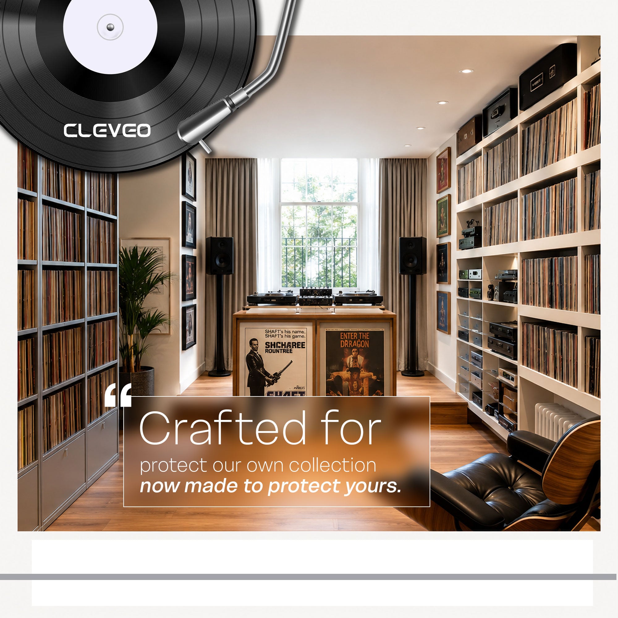 Cleveo Vinyl Record Outer Sleeves - 12.75" x 12.75" Crystal Clear 3 Mil Polypropylene LP Covers - Archival Quality Anti-Static Acid-Free - Perfect Fit Protection Against Dust, Dirt & Scratches
